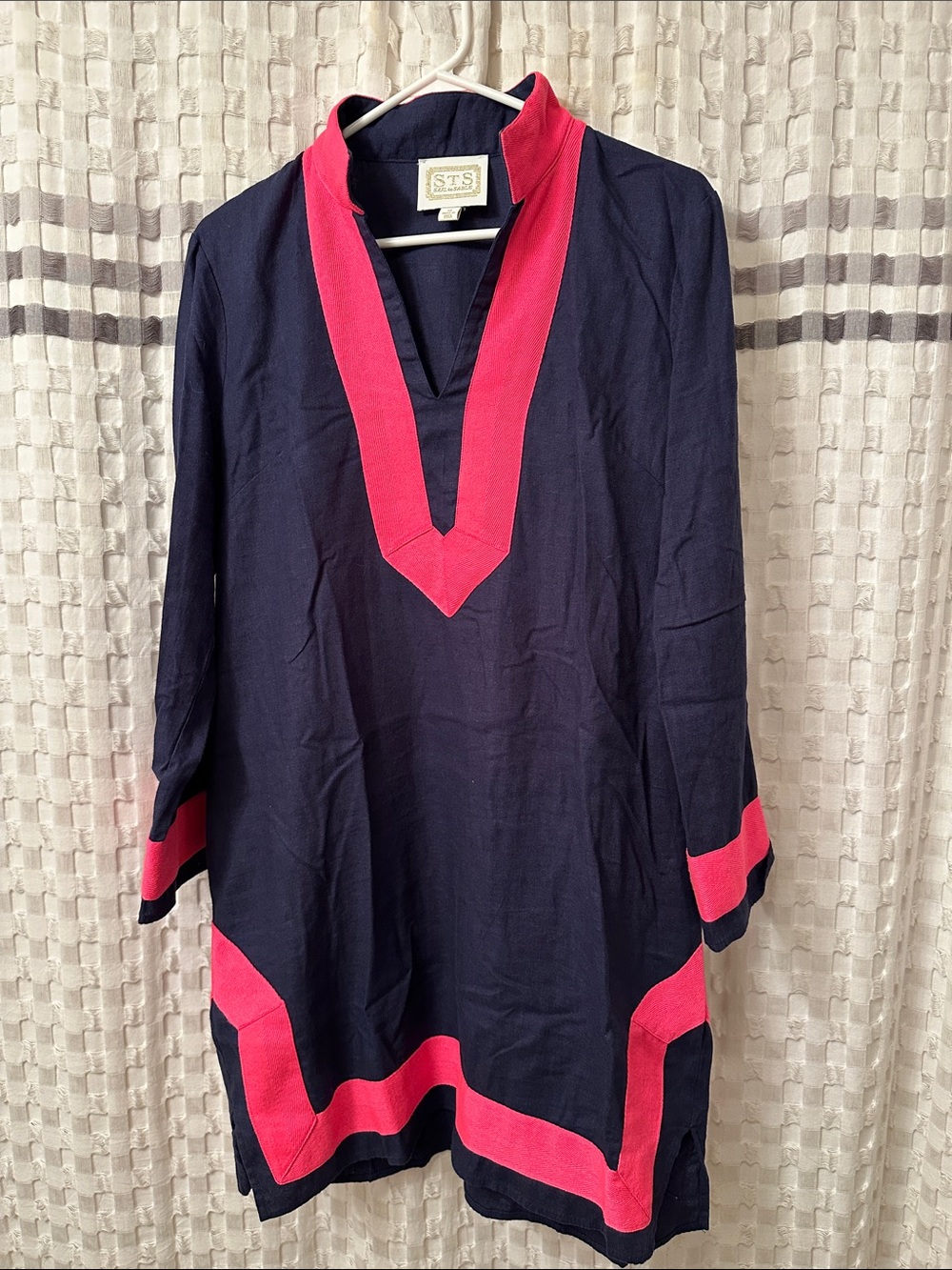 STS Navy Tunic with Pink Trim - Women's V-Neck Top